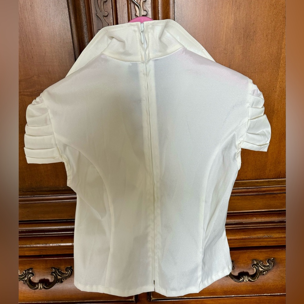 Joseph Ribkoff Ruched Short Sleeve Back Zip Blouse - Picture 6 of 6